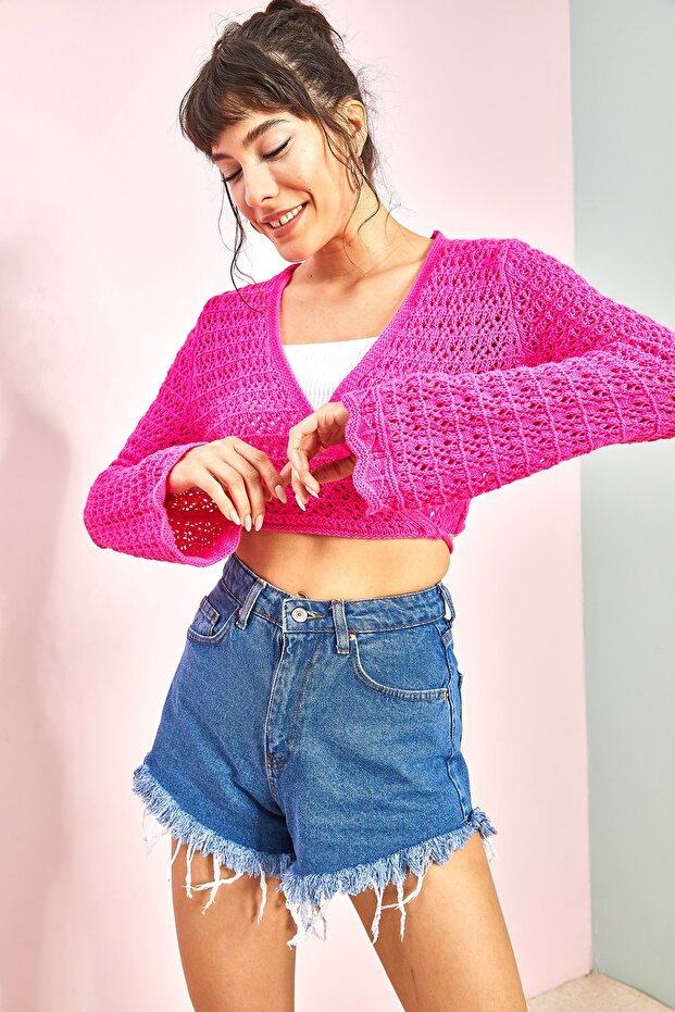 Dámská prolamovaná háčkovaná bunda Bolero - 6