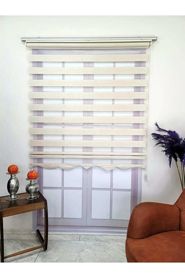 Krem Bambu Kumaş Zebra Stor Perde Sert Plastik Kasalı - 3