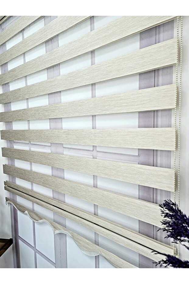 Krem Bambu Kumaş Zebra Stor Perde Sert Plastik Kasalı - 5