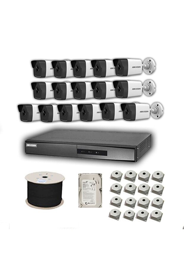 2mp Mikrofonlu 16 Kameralı 4tb Disk Tak Çalıştır Hazır Ip Kamera Seti - 1