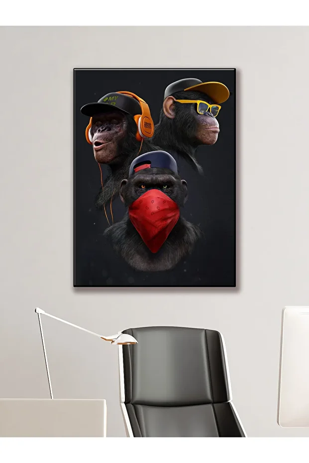 Three Monkeys Uv Print Wall Painting I Have Not Seen, I Have Not Heard, I Don'T Know Single Painting - 1