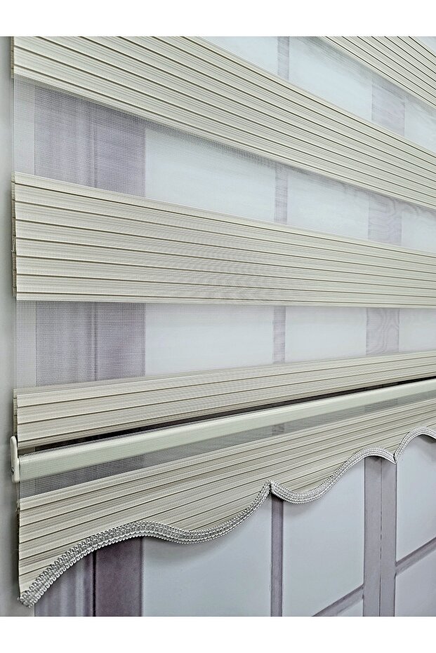 Krem Pliseli Zebra Stor Perde Alüminyum Kasalı Mz482 - 6