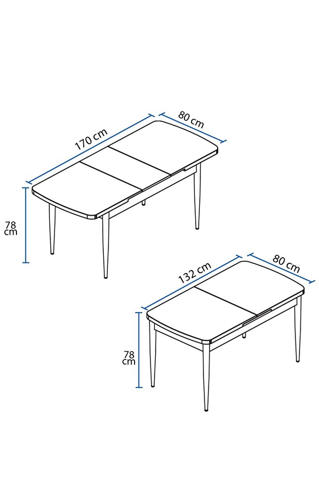 Leona Siyah Mermer Desen 80x132 Mdf Açılabilir Mutfak Masası Takımı 4 Sandalye, 1 Bench - 4