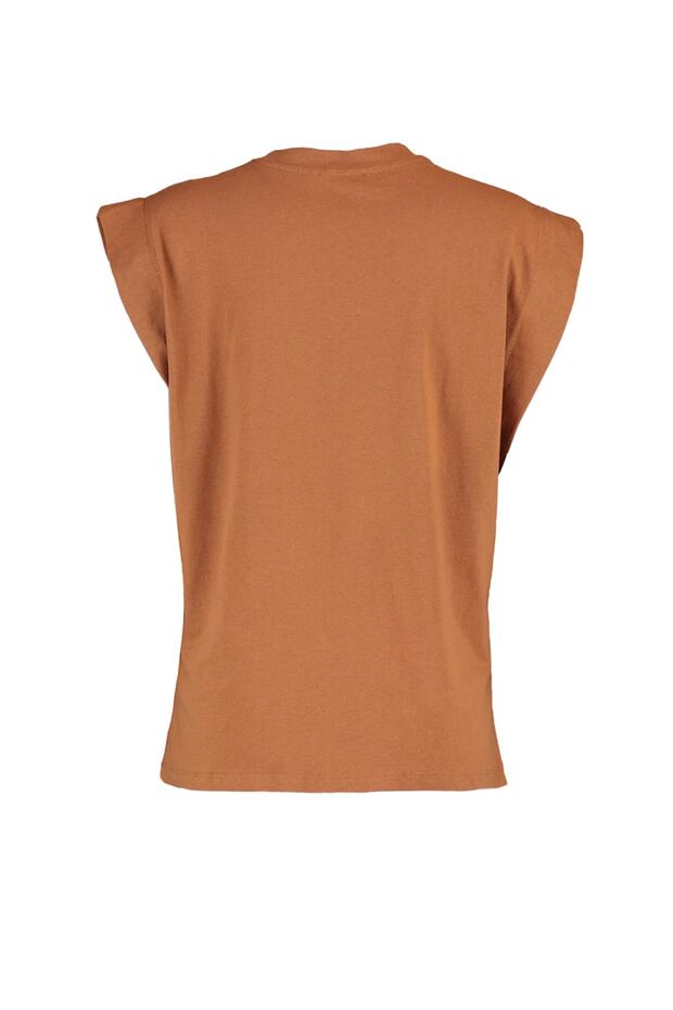 Tarçın %100 Pamuk Vatka Görünümlü Basic Bisiklet Yaka Örme T-Shirt TWOSS20TS0021 - 8