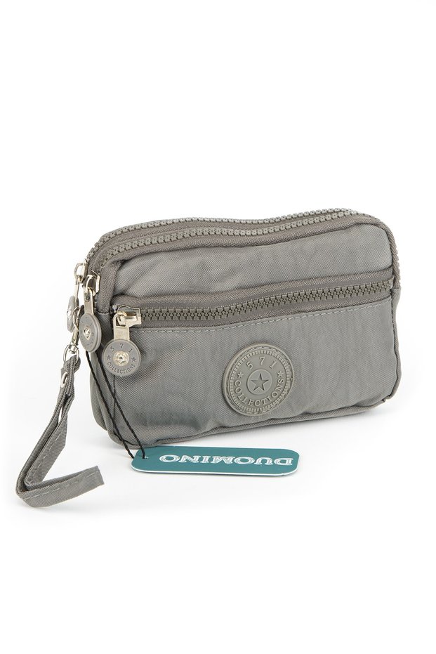 Fcstore Women's Unisex Gray Wallet with 3 Compartments and Bracelet 17x10cm Capillary Water Resistant