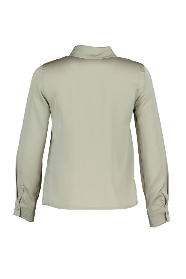 Mintgrünes Basic-Hemd aus Satingewebe TWOAW20GO0465 - 8