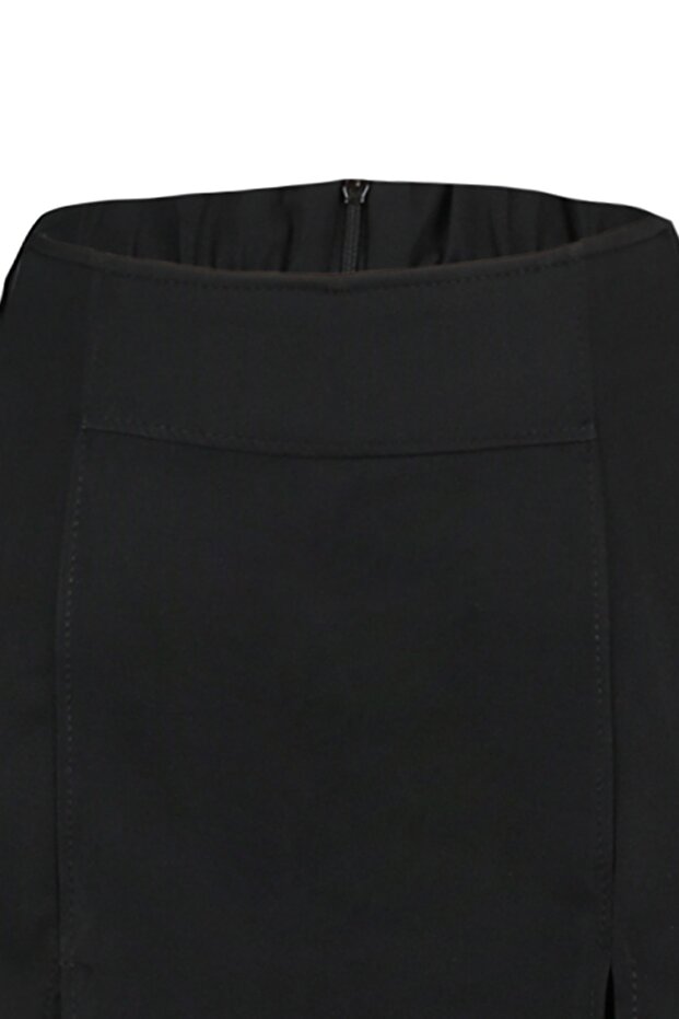 Siyah Çift Yırtmaçlı Süper Mini Boy Dokuma Şort Etek TWOSS20SR0364 - 13