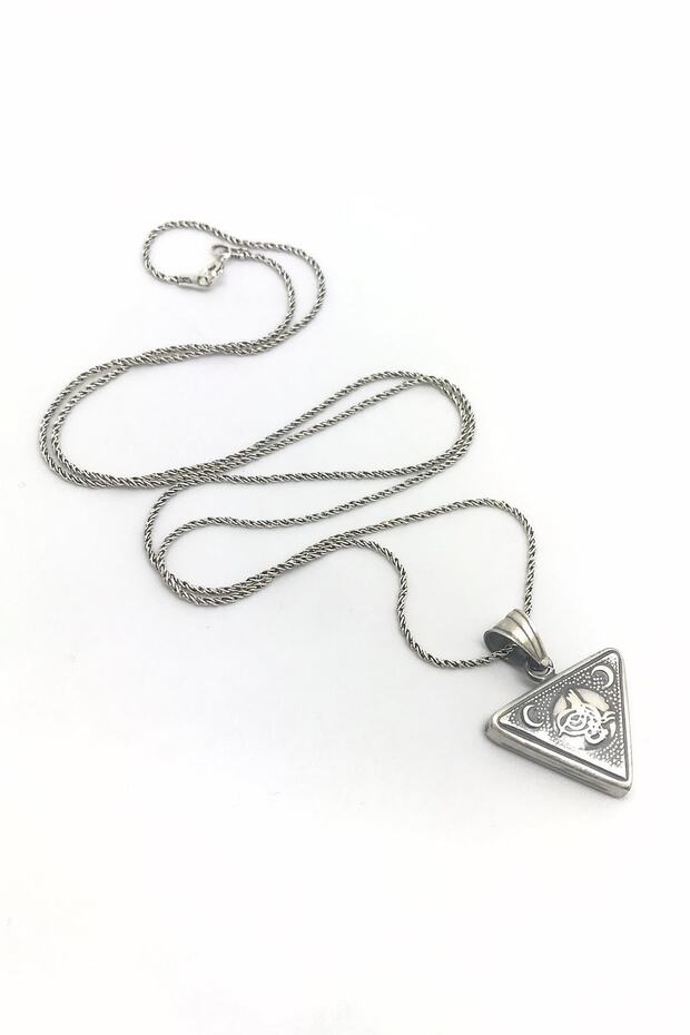 Gümüş Üçgen Çevşen Dualı Kolye - 1