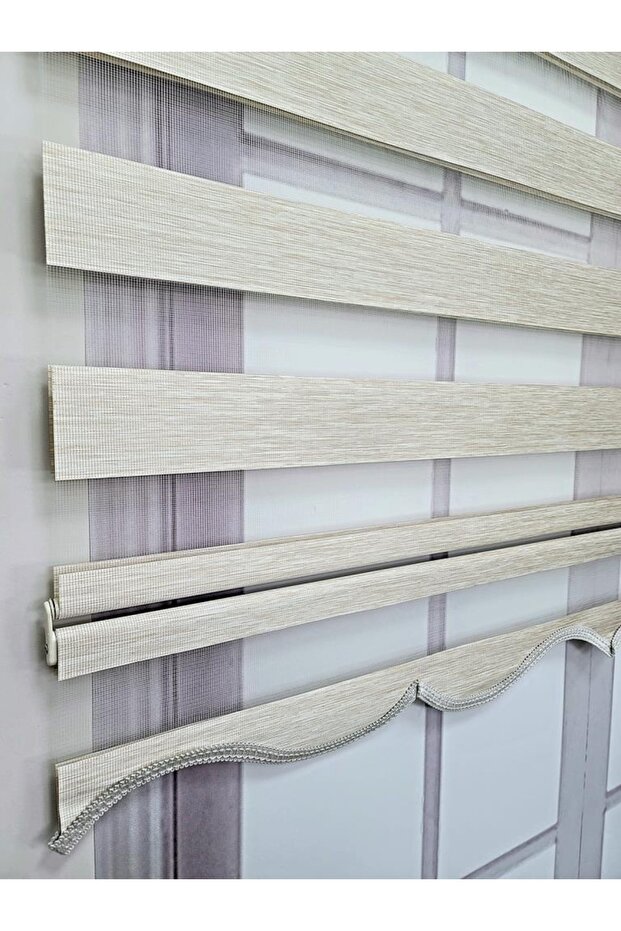 Krem Bambu Kumaş Zebra Stor Perde Sert Plastik Kasalı - 6