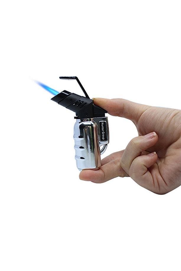 1300 C Turbo Torch Tek Pürmüz Gümüş Gri Renk Çakmak - 1