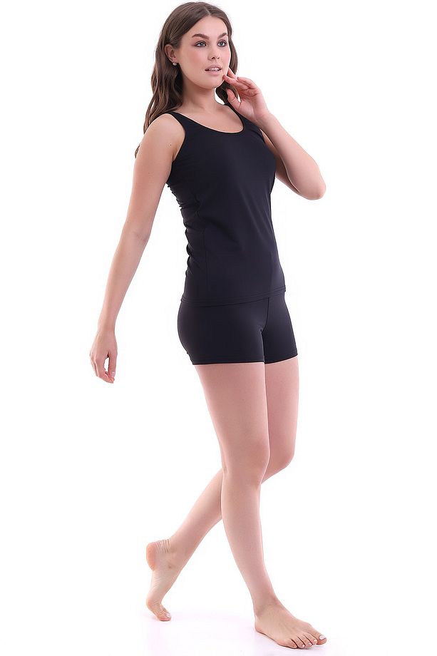 Şortlu, Tankini ,mayo Esnek Likralı Kumaş Şortu Astarlı - 3