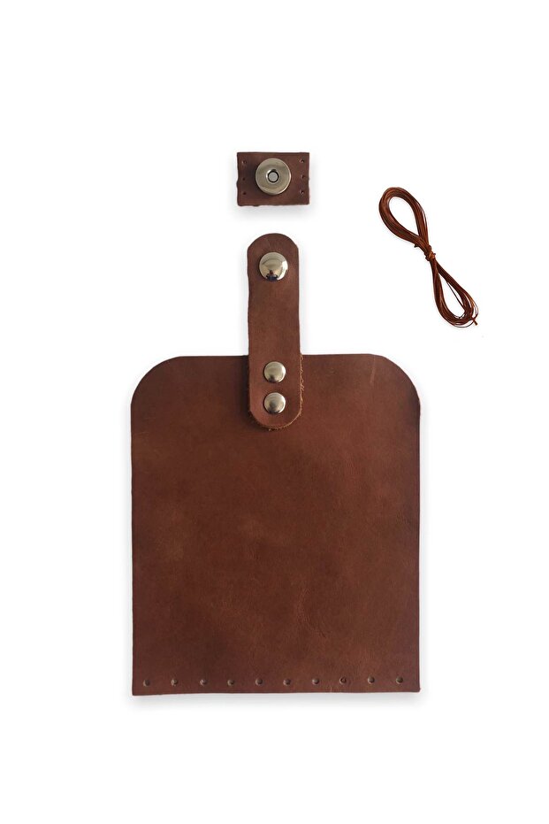 Leather Magnetic Bag Cover - Mobile Phone Cover 14x12 Cm Hazelnut