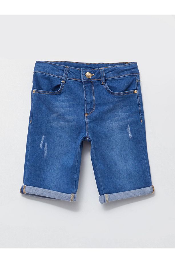 Basic Pamuklu Kız Çocuk Jean Şort - 1