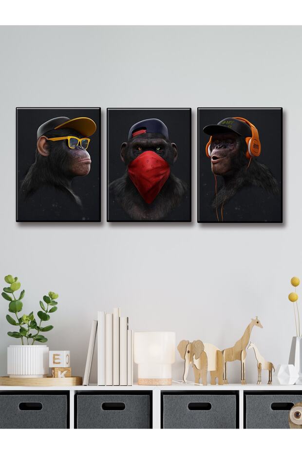 Three Monkeys Uv Print Wall Painting I Have Not Seen I Have Not Heard I Don'T Know - 3