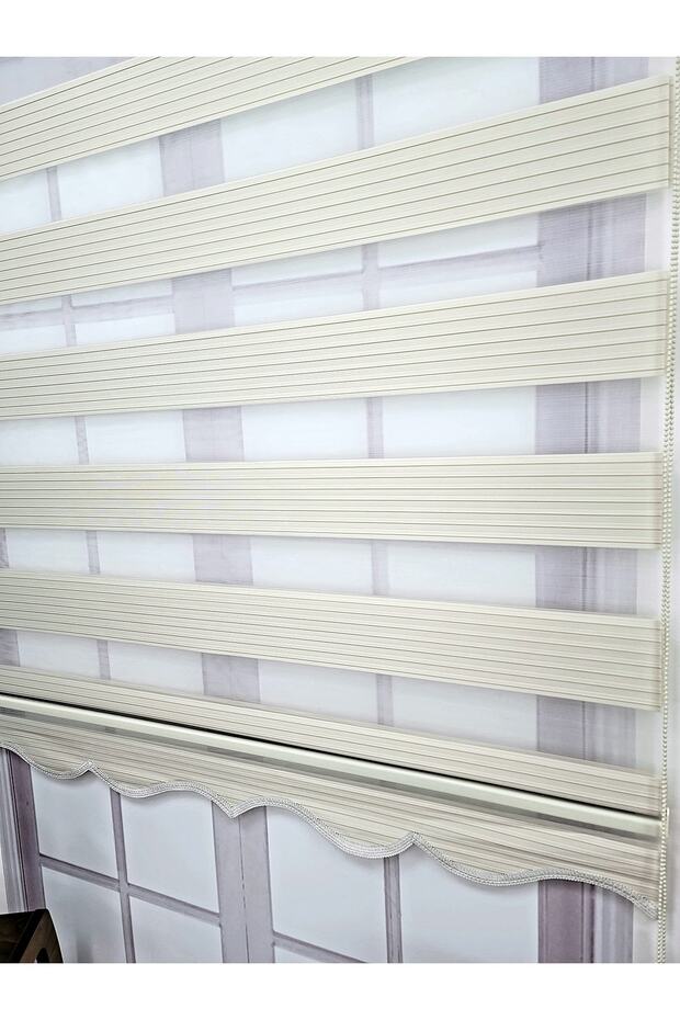 Krem Pliseli Zebra Stor Perde Alüminyum Kasalı Mz482 - 5