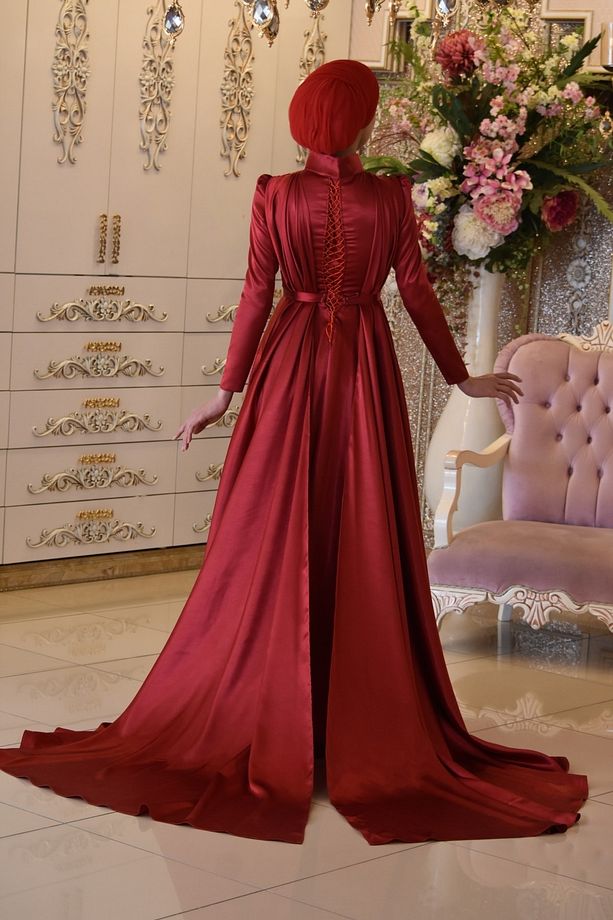 Sümbül Kırmızı Abiye Elbise - 2