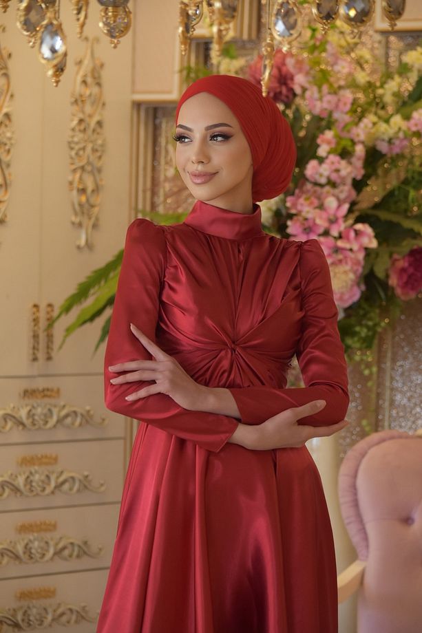 Sümbül Kırmızı Abiye Elbise - 3