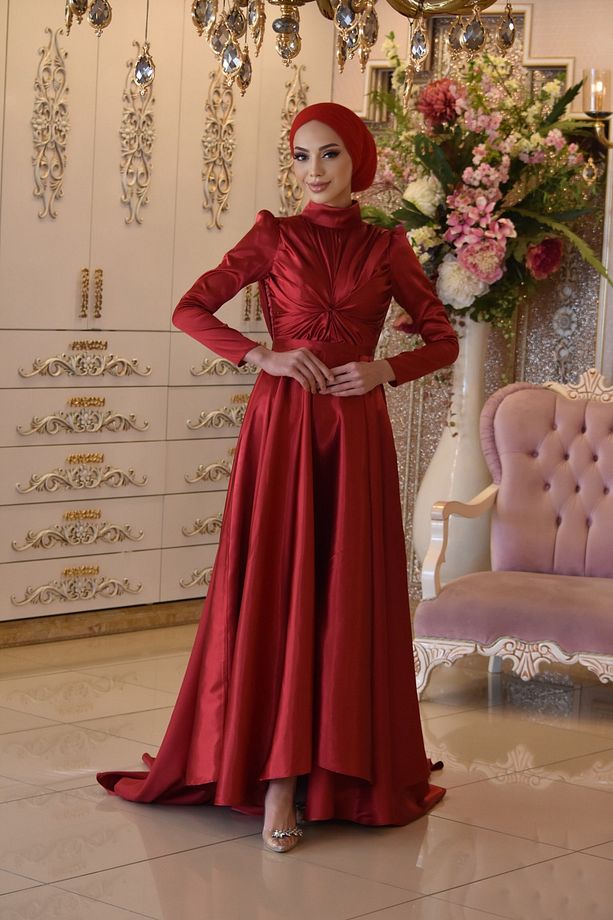 Sümbül Kırmızı Abiye Elbise - 7