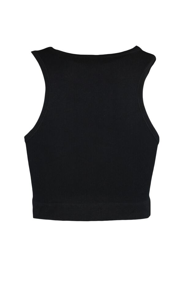 Siyah Seamless/Dikişsiz Fitilli ve Hafif Destekli/Şekillendirici Örme Spor Sütyeni TWOSS21SS0024 - 8