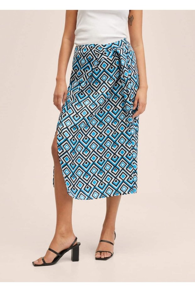 Wrapped Cut Patterned Skirt
