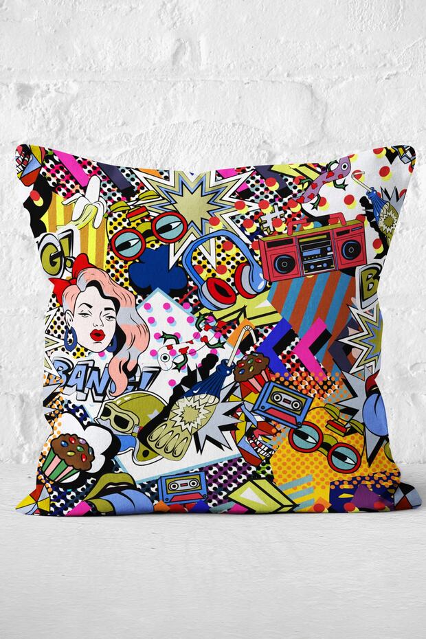 Retro Pop Art Modern Design Digital Printed Modern Pillow Throw Pillow Case