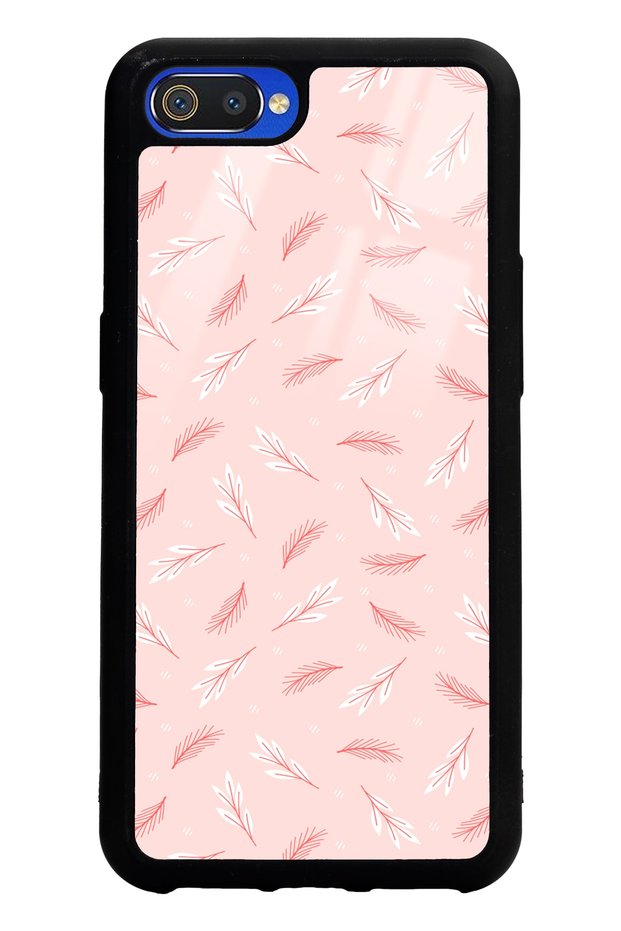 Oppo Realme C2 Glossy Phone Case with Powder Leaf Design