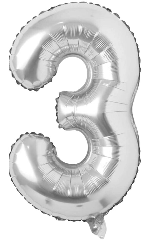 Silver Color Foil Number Balloon Silver 40 Cm Balloon