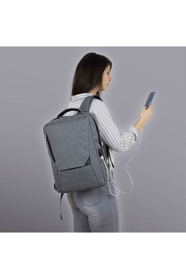 Smart Bag Active Usb Şarj Girişli Slim Notebook Laptop Sırt Çantası Gri - 1