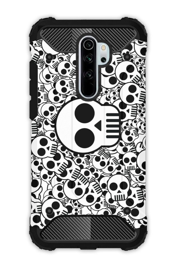 Xiaomi Redmi Note 8 Pro Compatible Case Tank Full Protection Antishock - Skull White