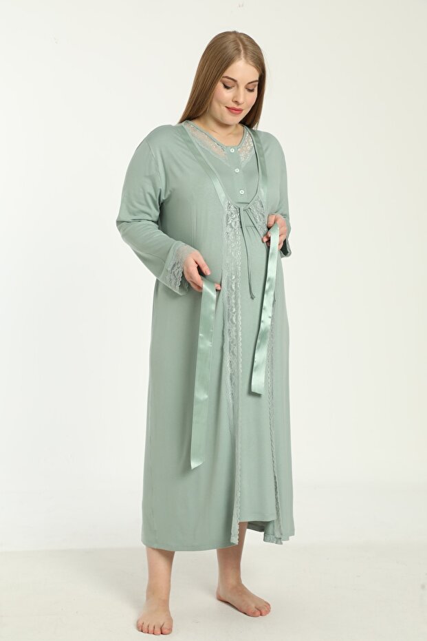 Maternity Nightgown Set with Dressing Gown