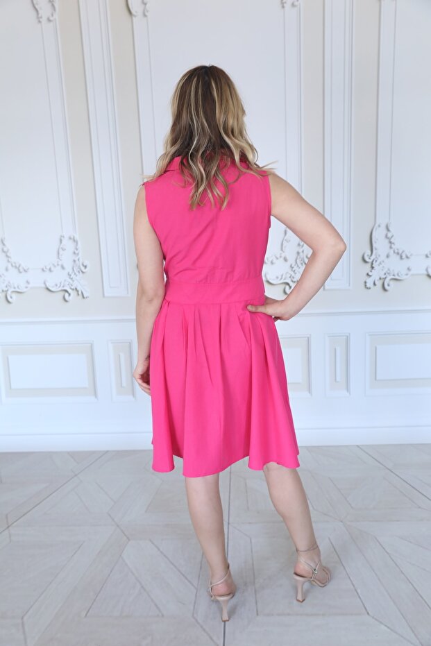 Pembe Gömlek Elbise - 4