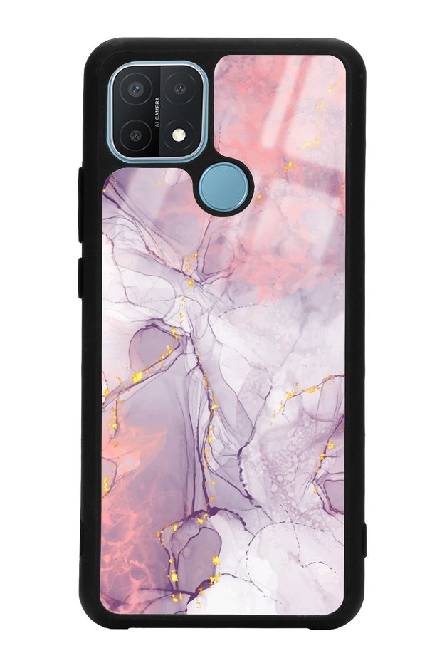 Oppo A15 - A15S Fuchsia Marble Design Glossy Phone Case