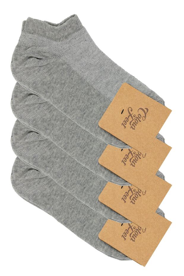 Pack of 4 Melange Gray Pique Knitted Booties Socks