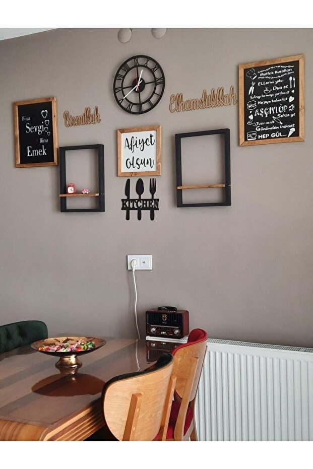 Gercek Ahşap Mutfak Dekor Saatli - 1