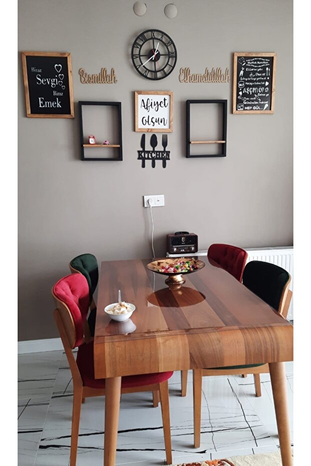 Gercek Ahşap Mutfak Dekor Saatli - 2