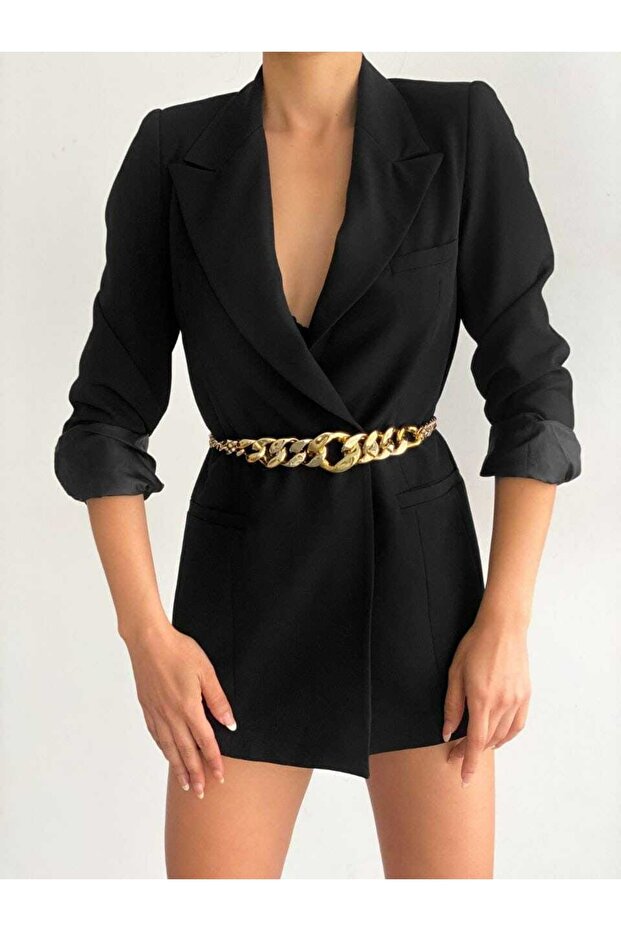 Women's Large Gold Chain Dress Jacket Belt Kmr 6400