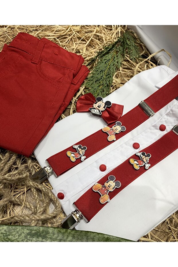 Mici Mouse Askı Papyon Pantolon Gömlek - 1
