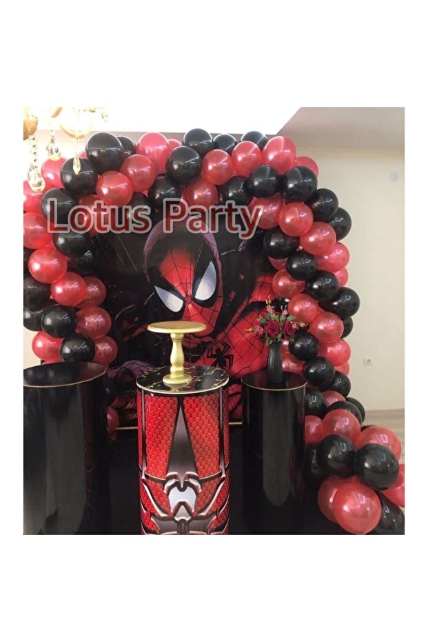 100 Pieces - Spiderman Themed Balloon Chain Set - ( Black - Red )