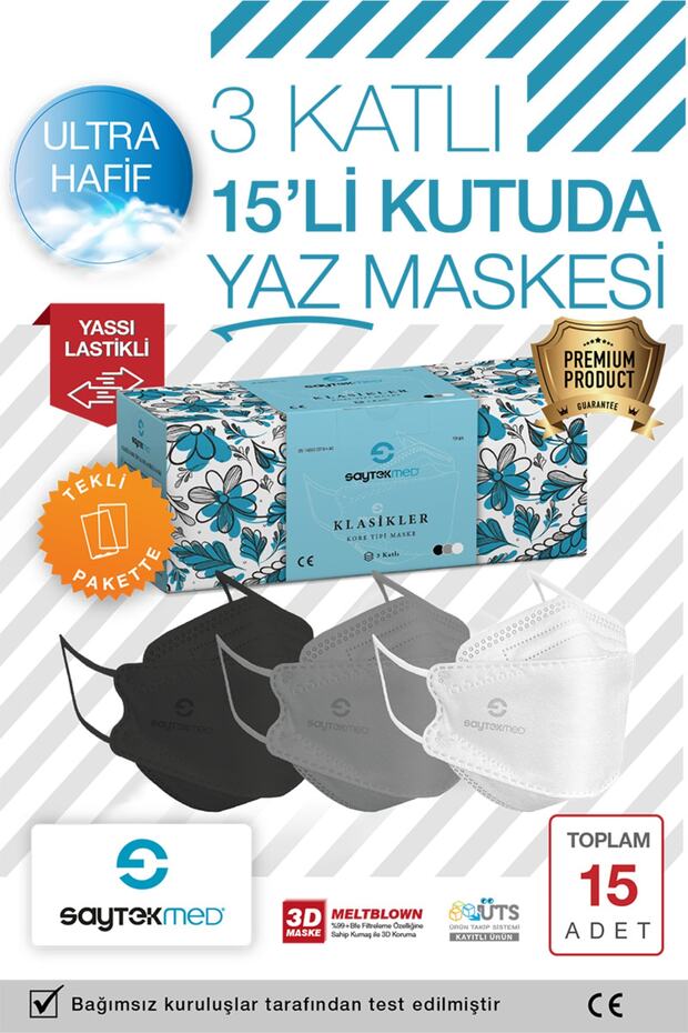 Klasikler, Meltblown Filtre, Özel Tasarım Ve Renkler, Tekli Poşet, Uv Steril (1 Kutu/15 Adet) - 1