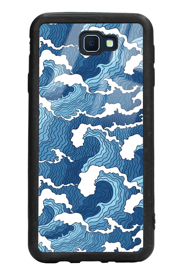 Glossy Phone Case for Samsung J7 Prime Blue Wave Design