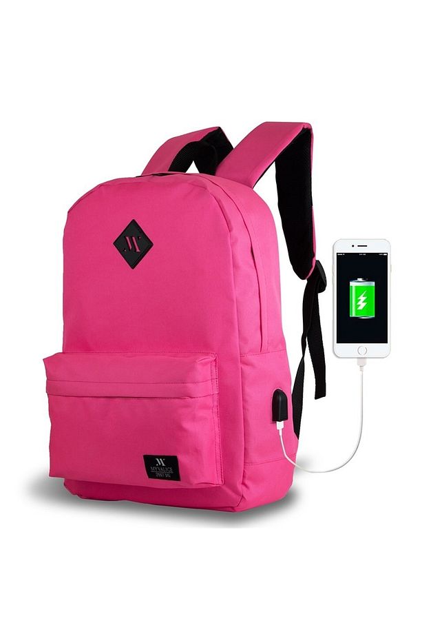Smart Bag Specta Usb Şarj Girişli Akıllı Laptop Sırt Çantası Pembe - 1