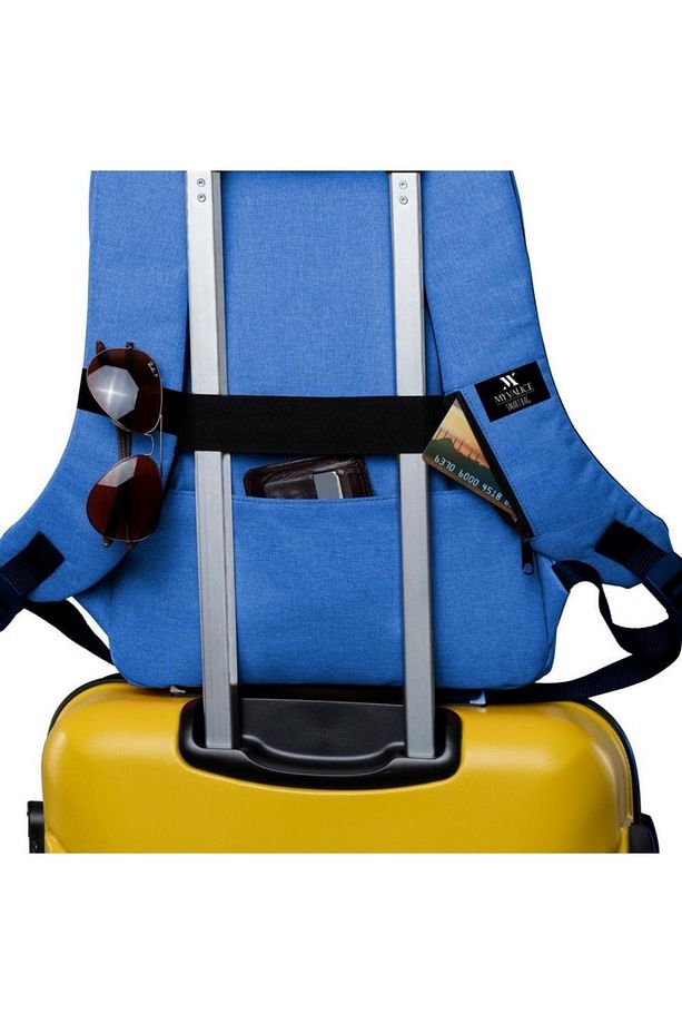 Smart Bag Galaxy Usb Şarj Girişli Notebook Laptop Sırt Çantası Mavi - 6