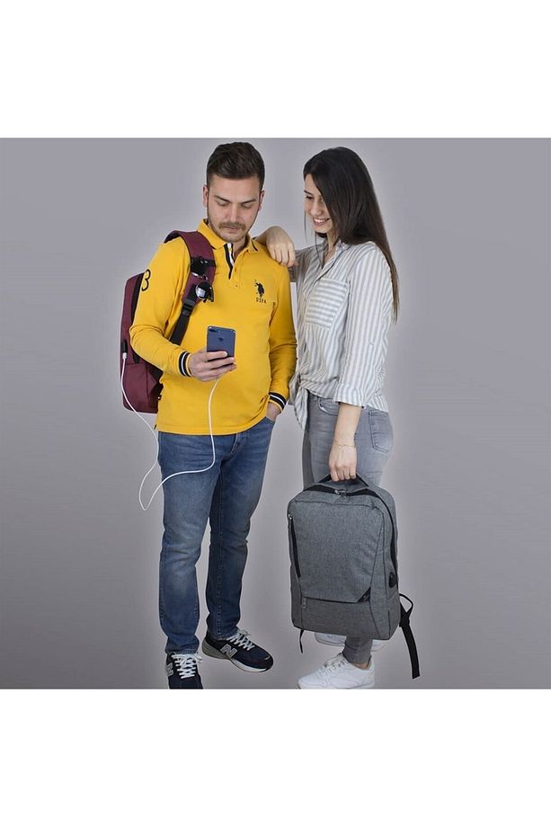 Smart Bag Active Usb Şarj Girişli Slim Notebook Laptop Sırt Çantası Gri - 9