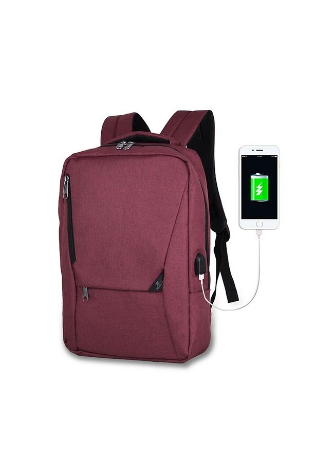 Smart Bag Active Usb Şarj Girişli Slim Notebook Laptop Sırt Çantası Bordo - 4