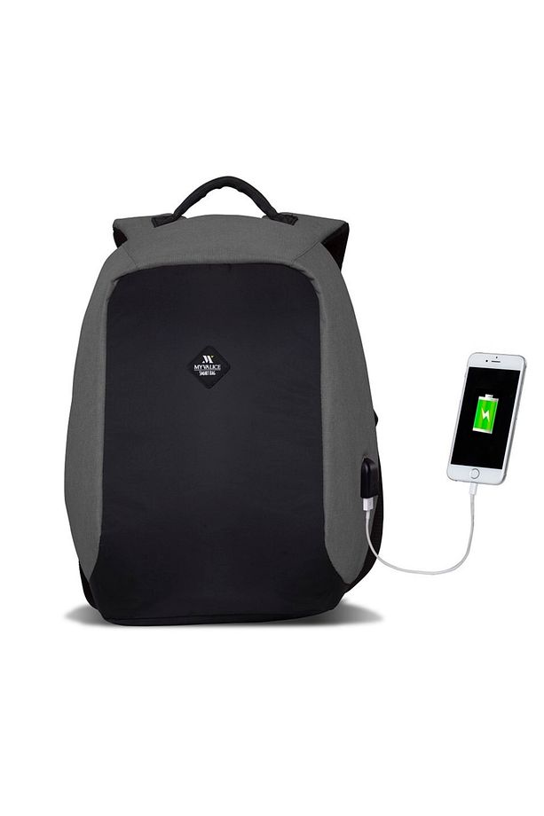 Smart Bag Secret Usb Şarj Girişli Akıllı Laptop Sırt Çantası Gri - 3