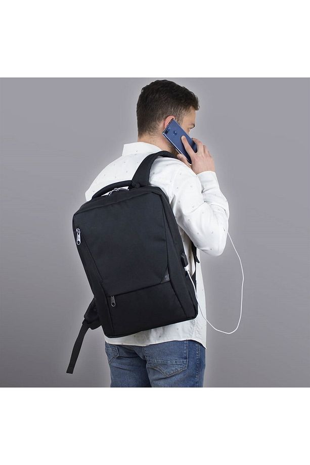Smart Bag Active Usb Şarj Girişli Slim Notebook Laptop Sırt Çantası Siyah - 1
