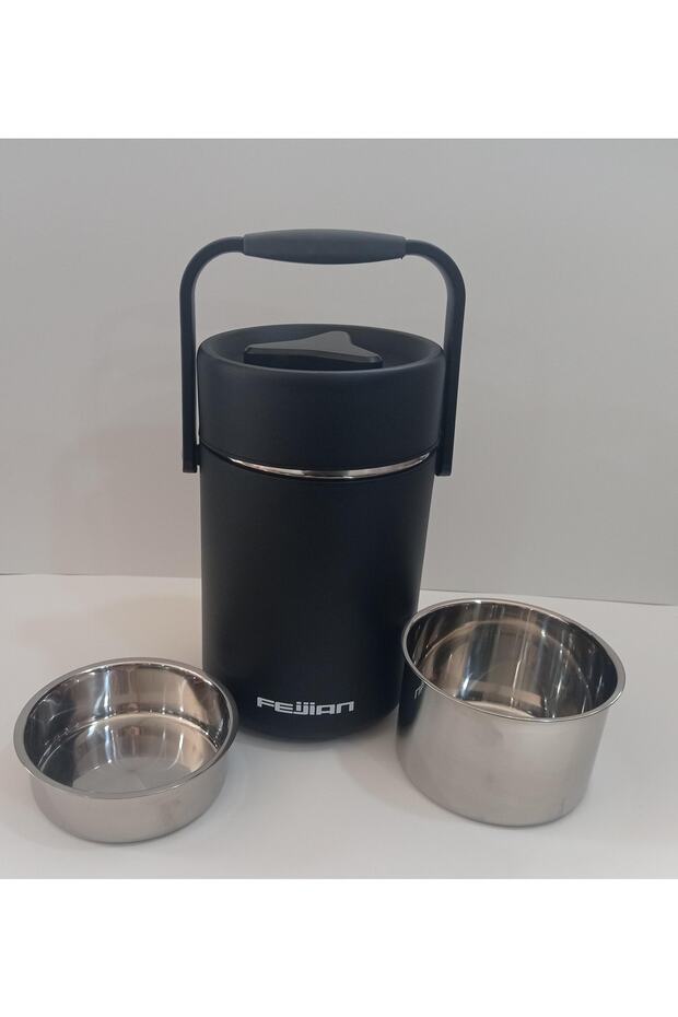 Feijian Travel Stainless Steel Vacuum Food Jar Black 2000 ml