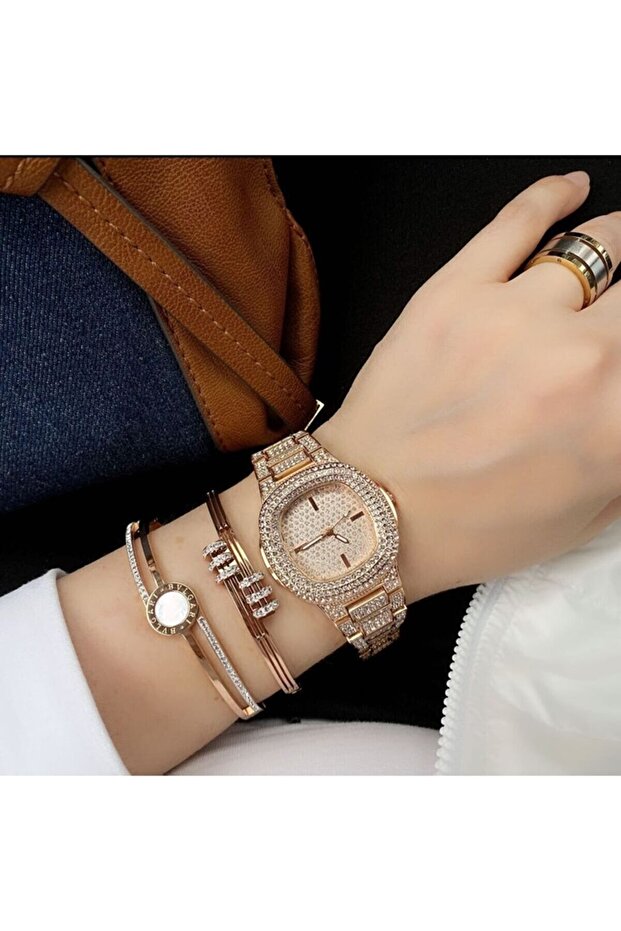 Taşlı Kadın Çelik Kol Saati - 1