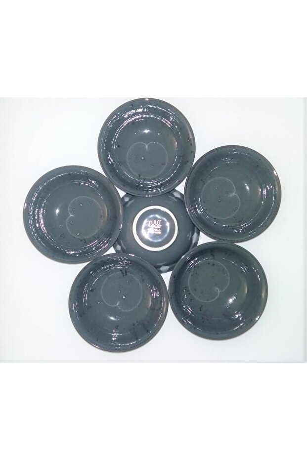 6 Porcelain Charcoal grey Soup and Compote Bowls