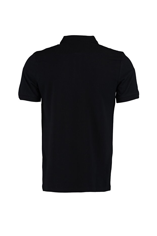 Siyah Slim/Dar Kesim Polo Yaka Kısa Kollu %100 Pamuk Polo Yaka T-shirt TMNSS20PO0009 - 6